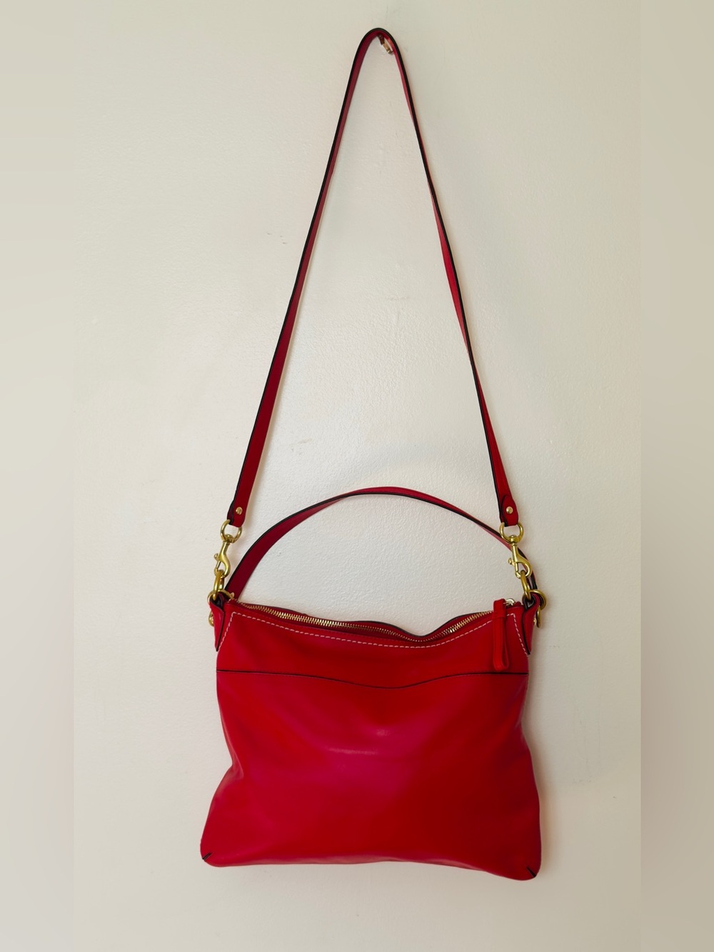 Coach Legacy Perforated Penny Shoulder Bag Red Leather Messenger - 22421 Vintage